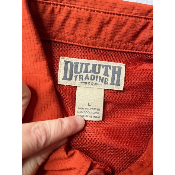 Duluth Trading Co Mens Orange Short Sleeve Button Up Shirt vented fishing - Picture 8 of 8